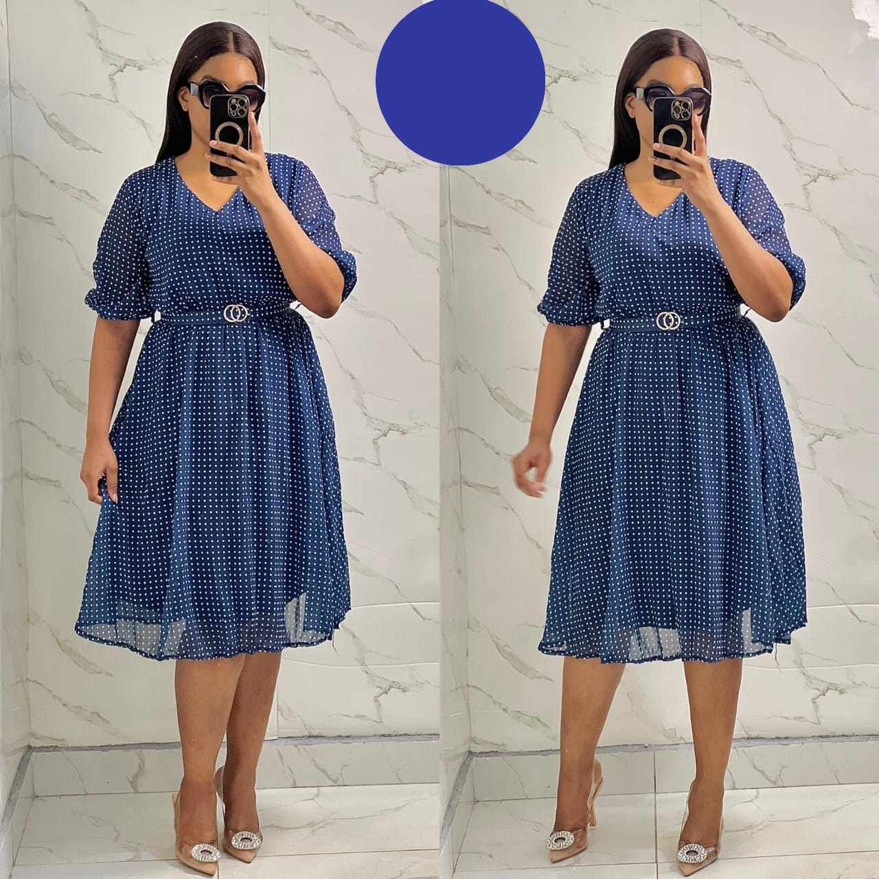 Polka dot mesh dress