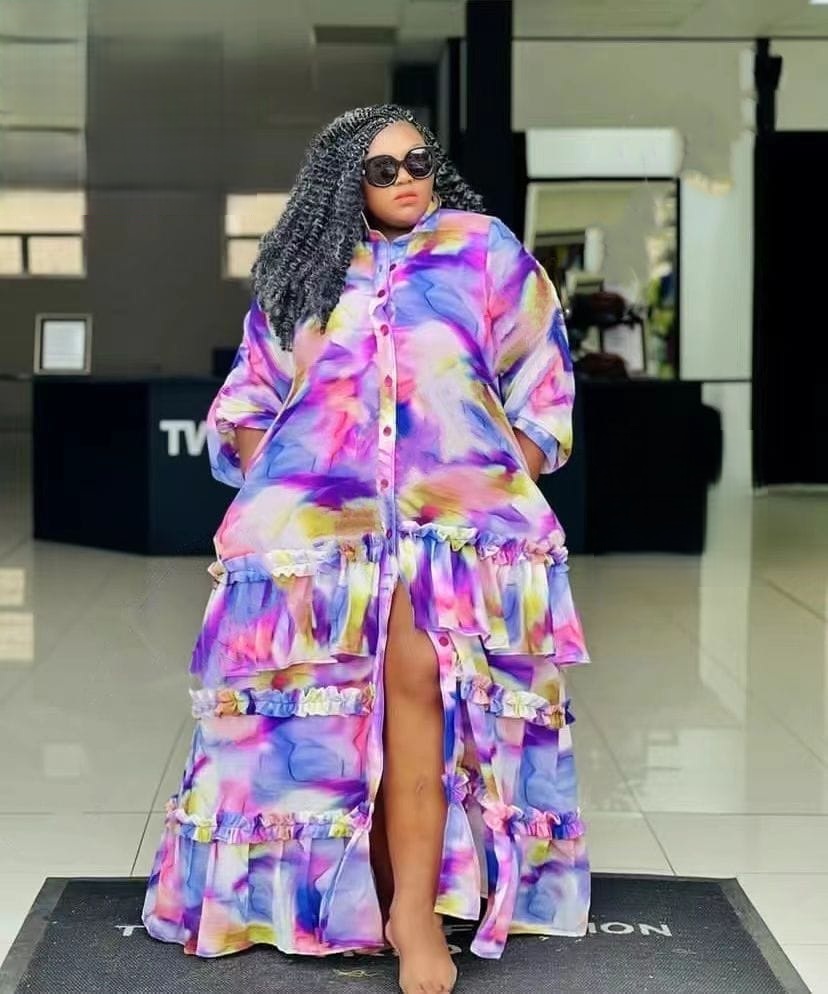 Maxi layered shirt dress